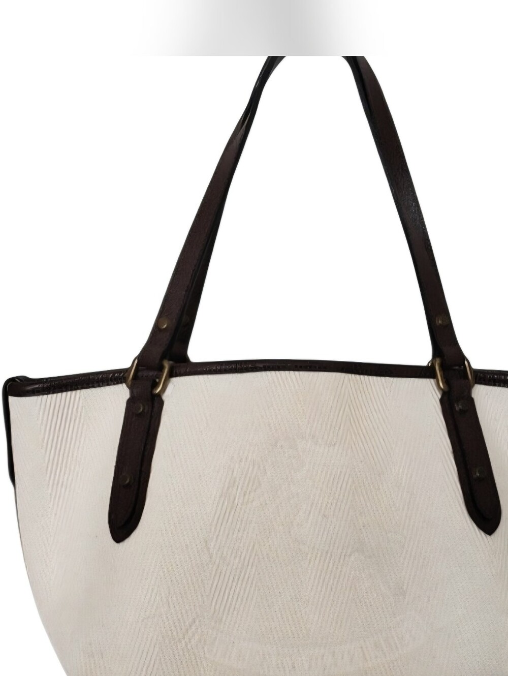 Authentic Burberry Canvas Tote Bag with Dark Brown Leather Straps